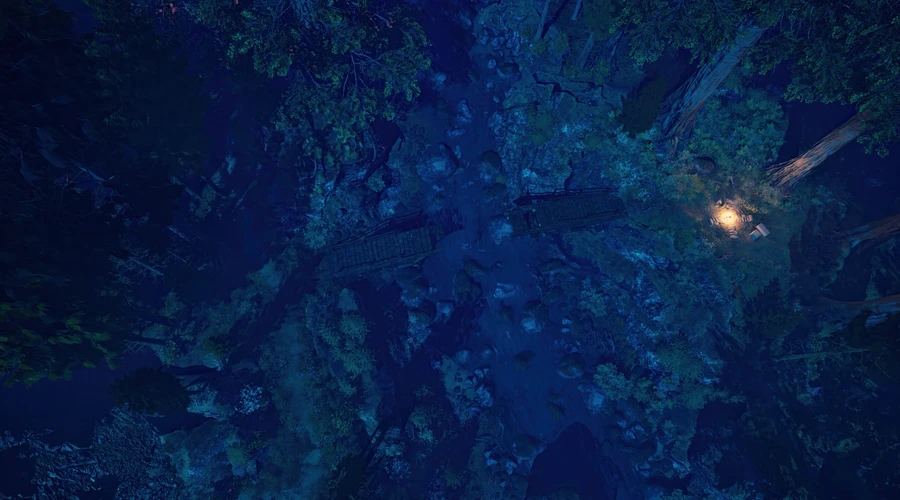 Broken Bridge Camp Night01 Animated