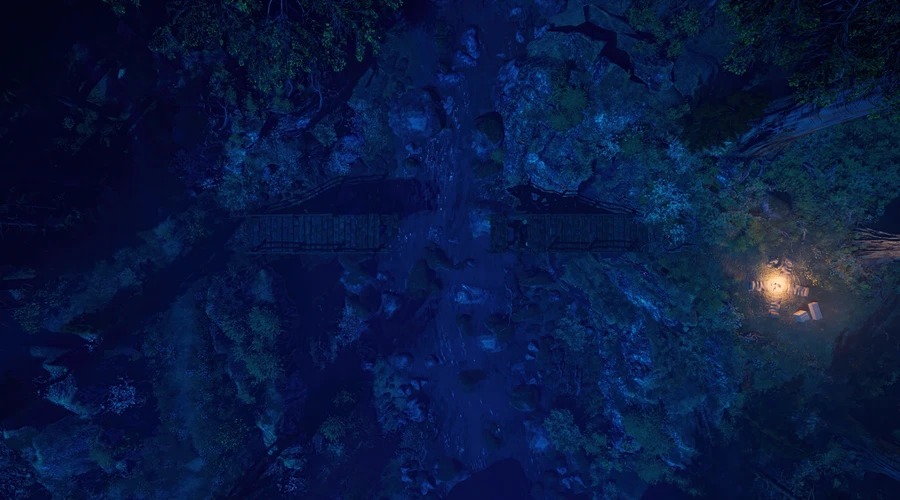 Broken Bridge Camp Night02 Animated