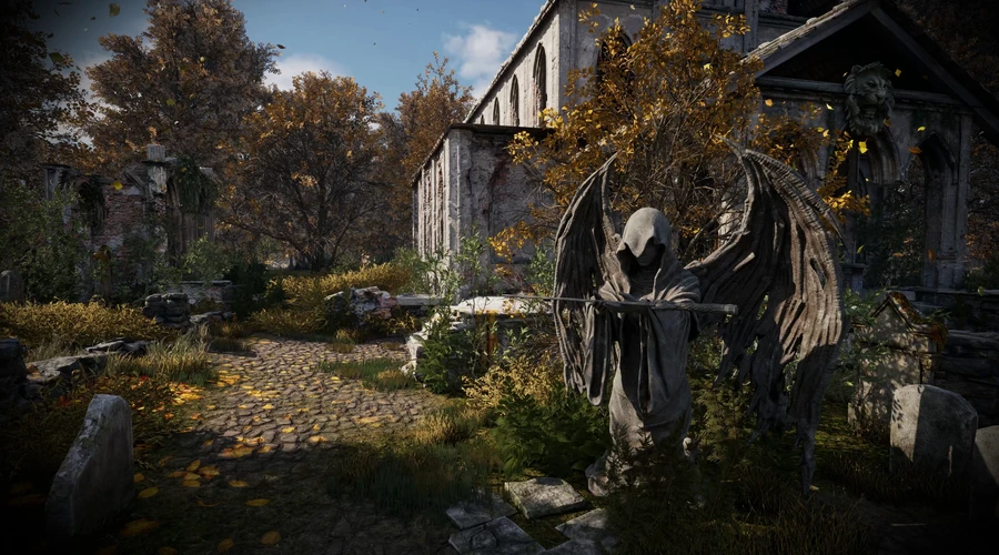 Graveyard Catherdral Day Pov04 Animated